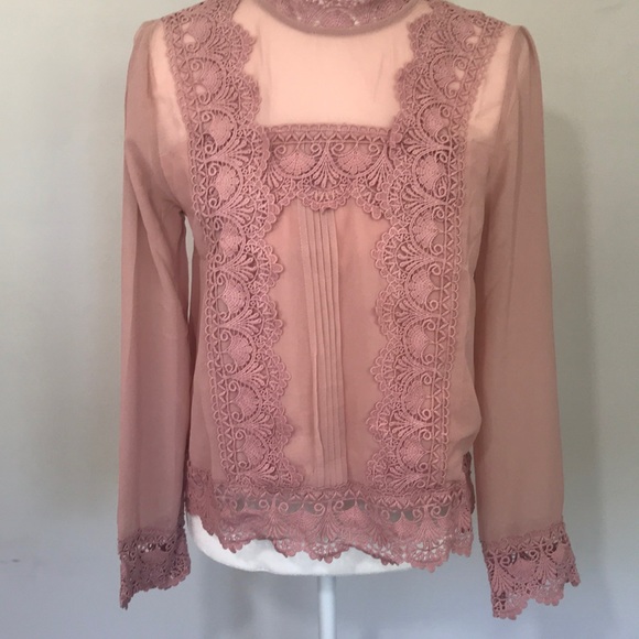 Endless Rose Tops - Endless Rose pink/mauve lace top Size S